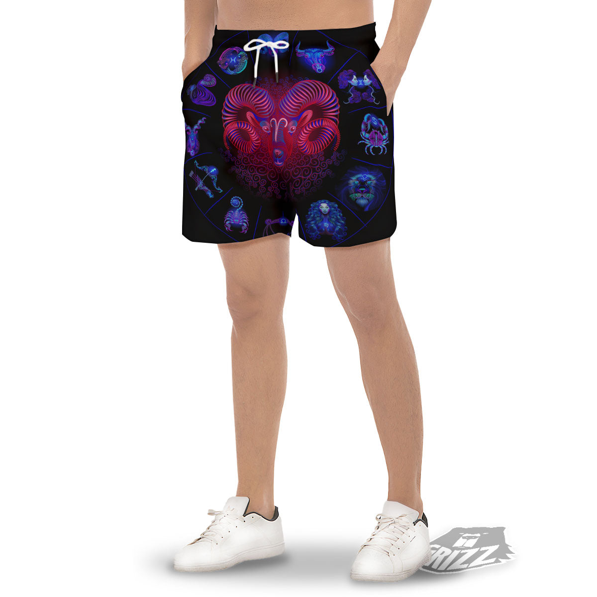 Astrological And Aries Signs Print Men's Gym Shorts-grizzshop