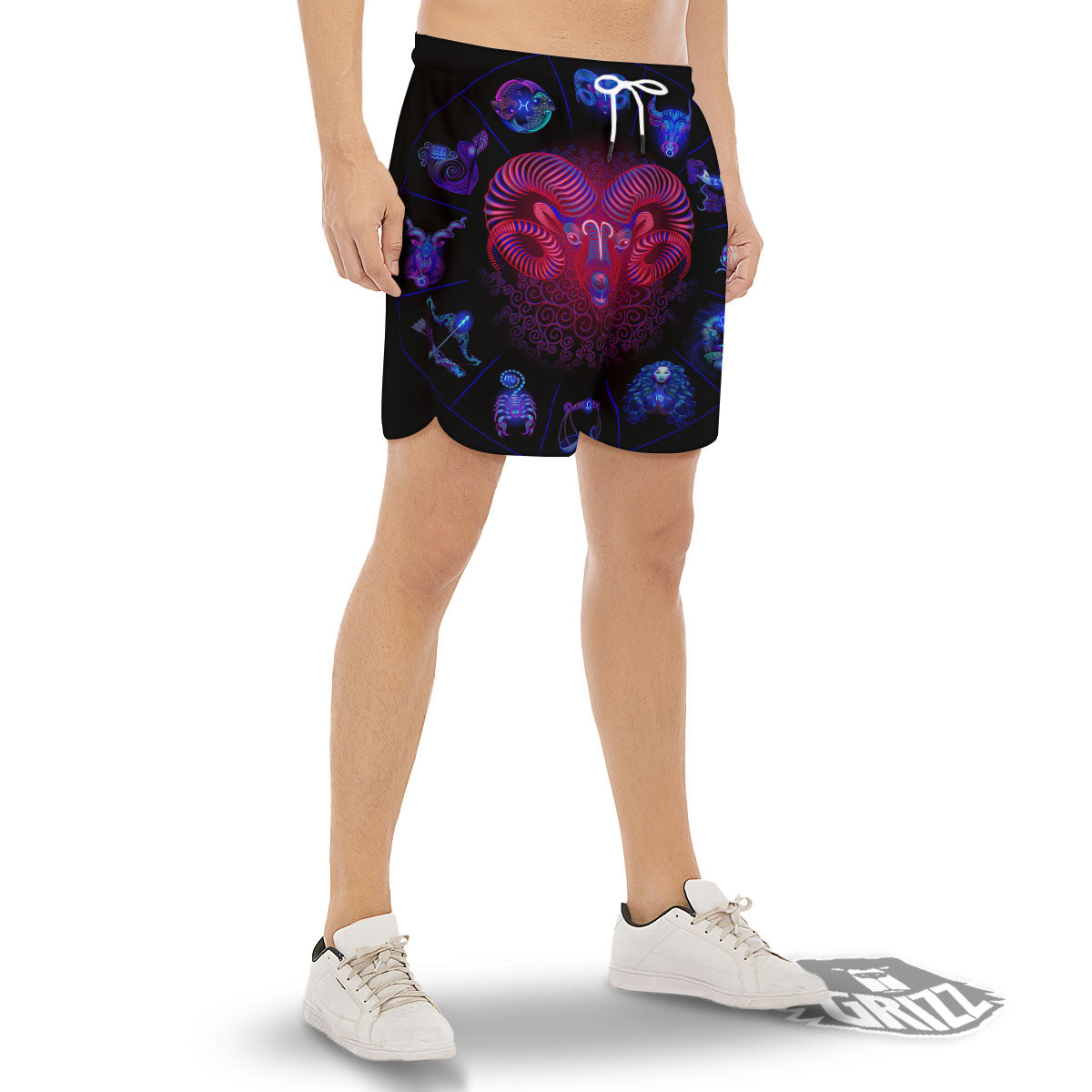 Astrological And Aries Signs Print Men's Gym Shorts-grizzshop