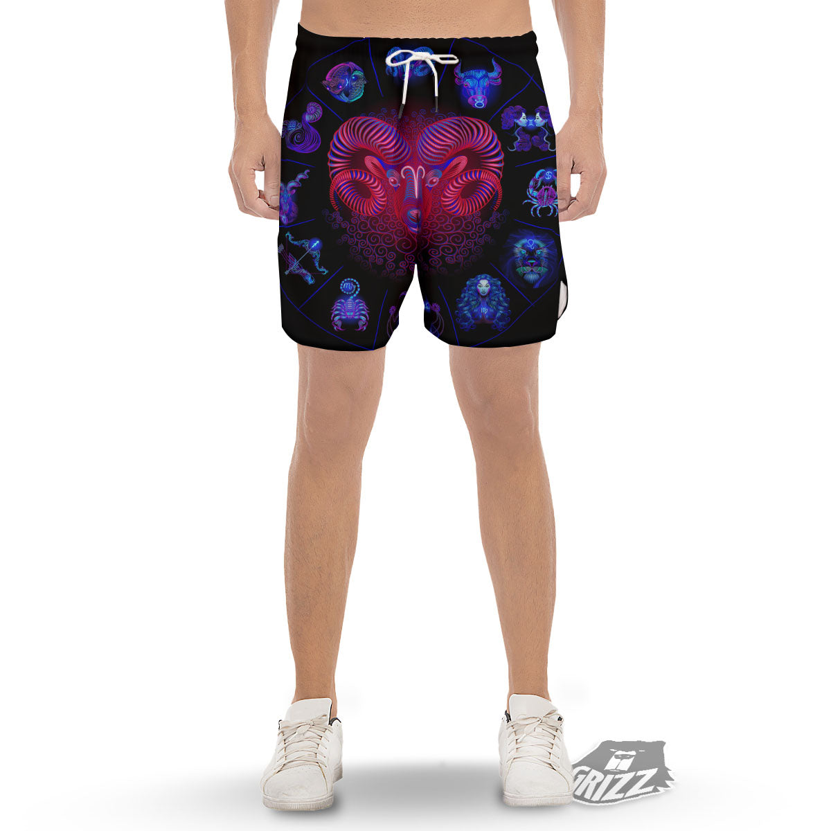 Astrological And Aries Signs Print Men's Gym Shorts-grizzshop