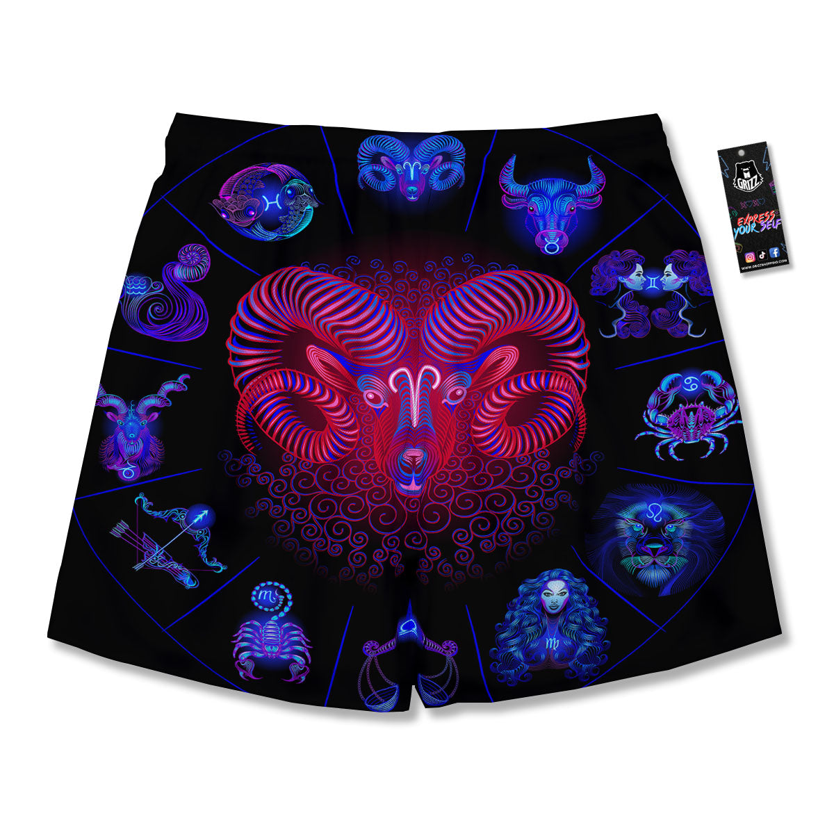 Astrological And Aries Signs Print Men's Running Shorts-grizzshop
