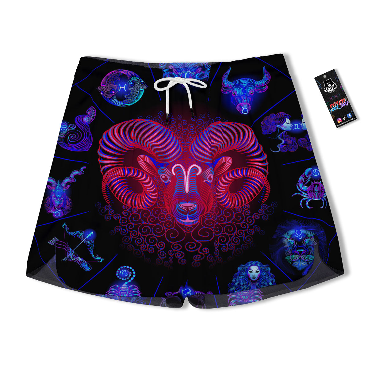 Astrological And Aries Signs Print Men's Running Shorts-grizzshop
