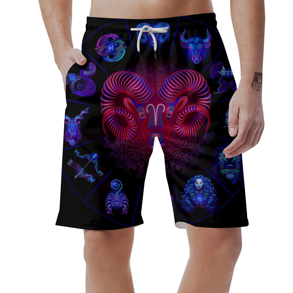 Astrological And Aries Signs Print Men's Shorts-grizzshop