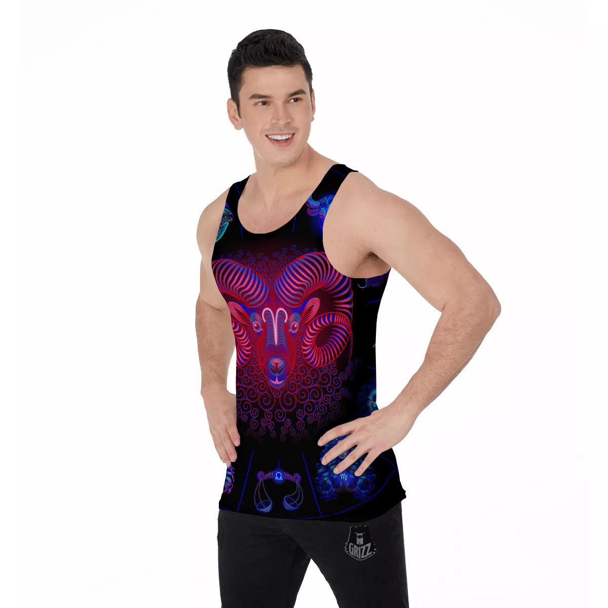 Astrological And Aries Signs Print Men's Tank Top-grizzshop