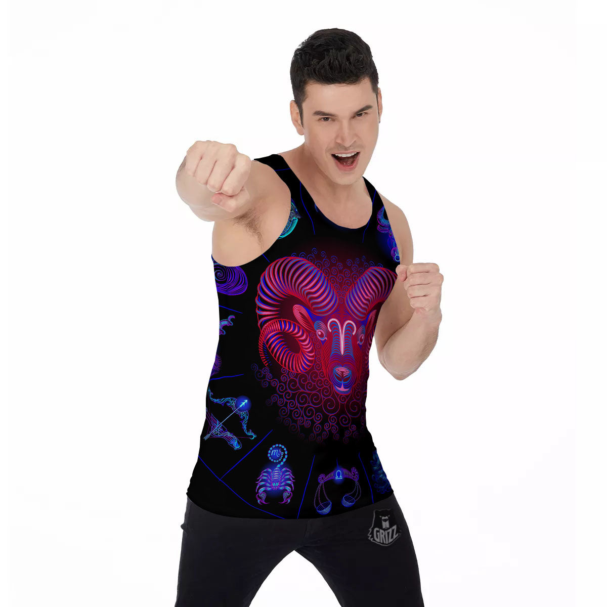 Astrological And Aries Signs Print Men's Tank Top-grizzshop