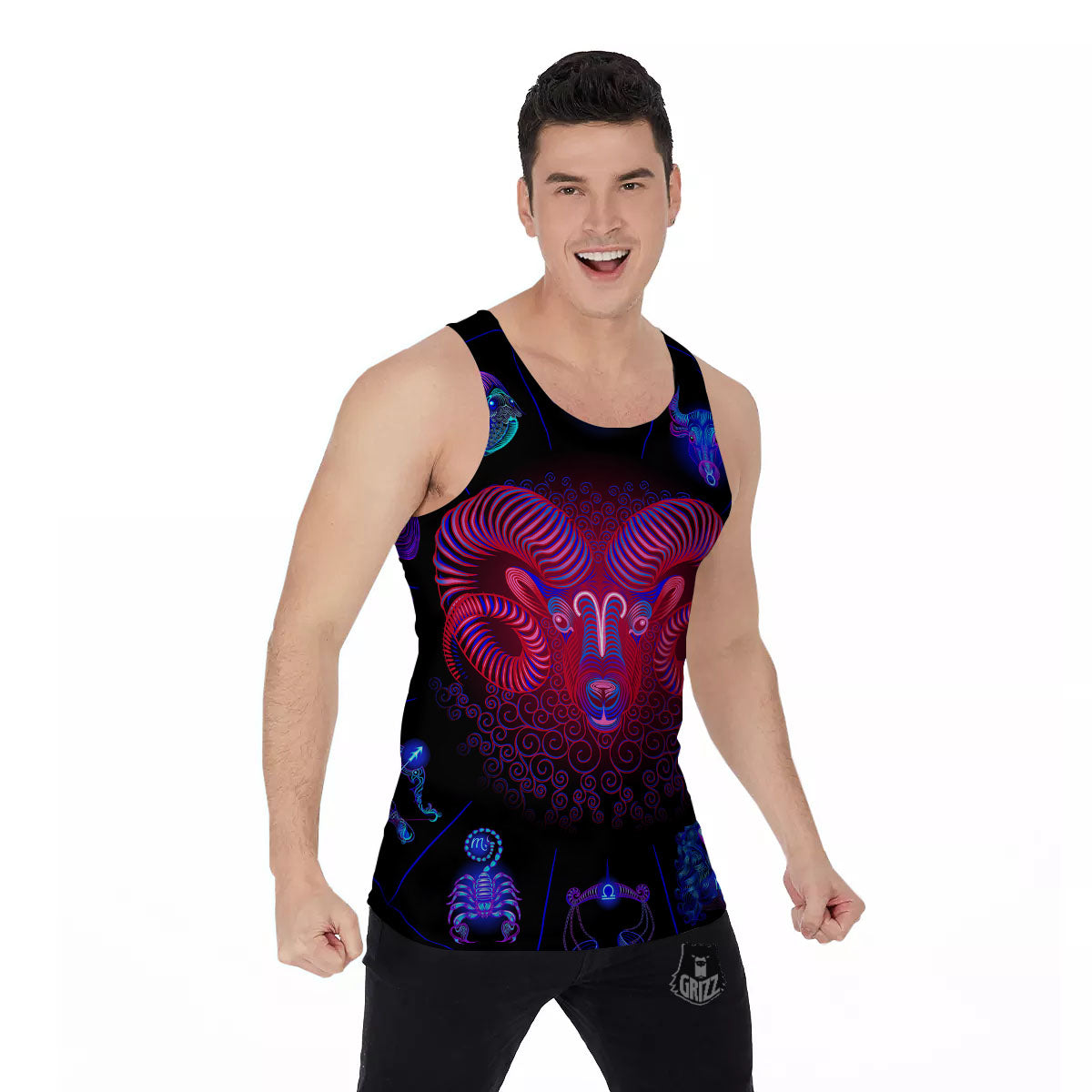 Astrological And Aries Signs Print Men's Tank Top-grizzshop