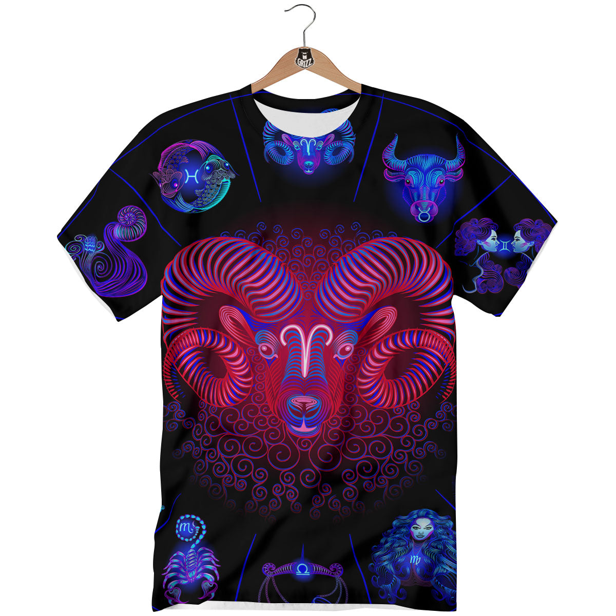 Astrological And Aries Signs Print T-Shirt-grizzshop