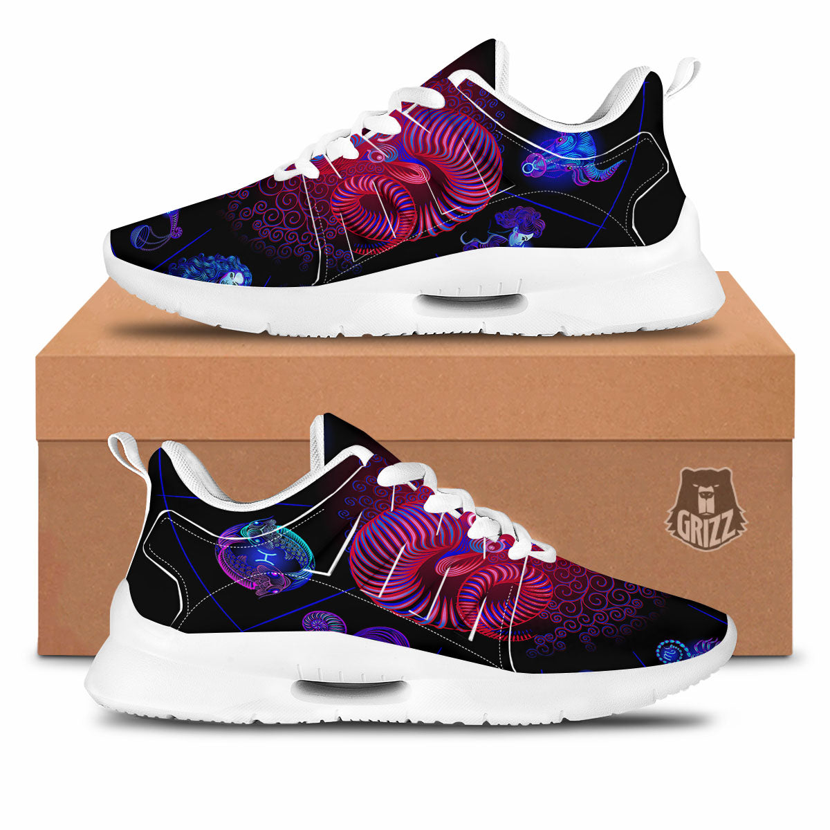 Astrological And Aries Signs Print Tennis Shoes-grizzshop