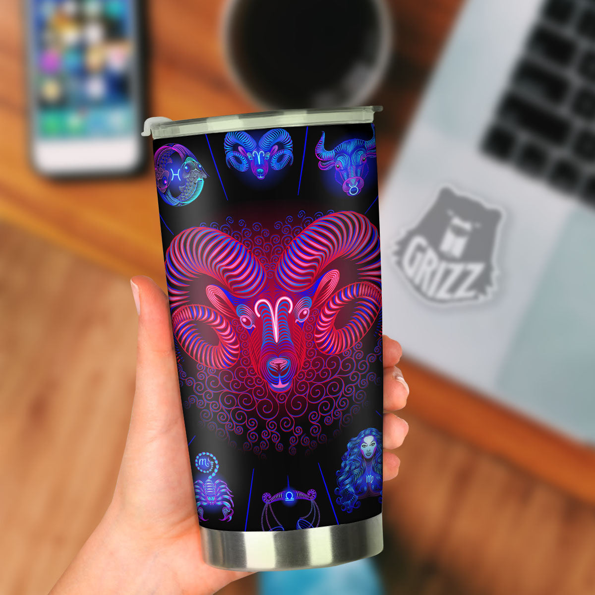 Astrological And Aries Signs Print Tumbler-grizzshop