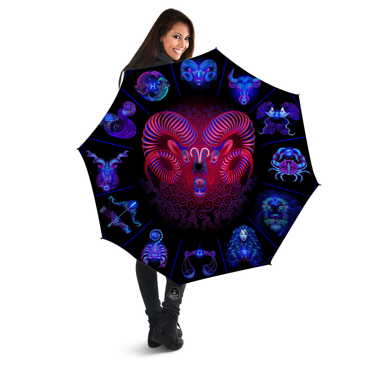 Astrological And Aries Signs Print Umbrella-grizzshop