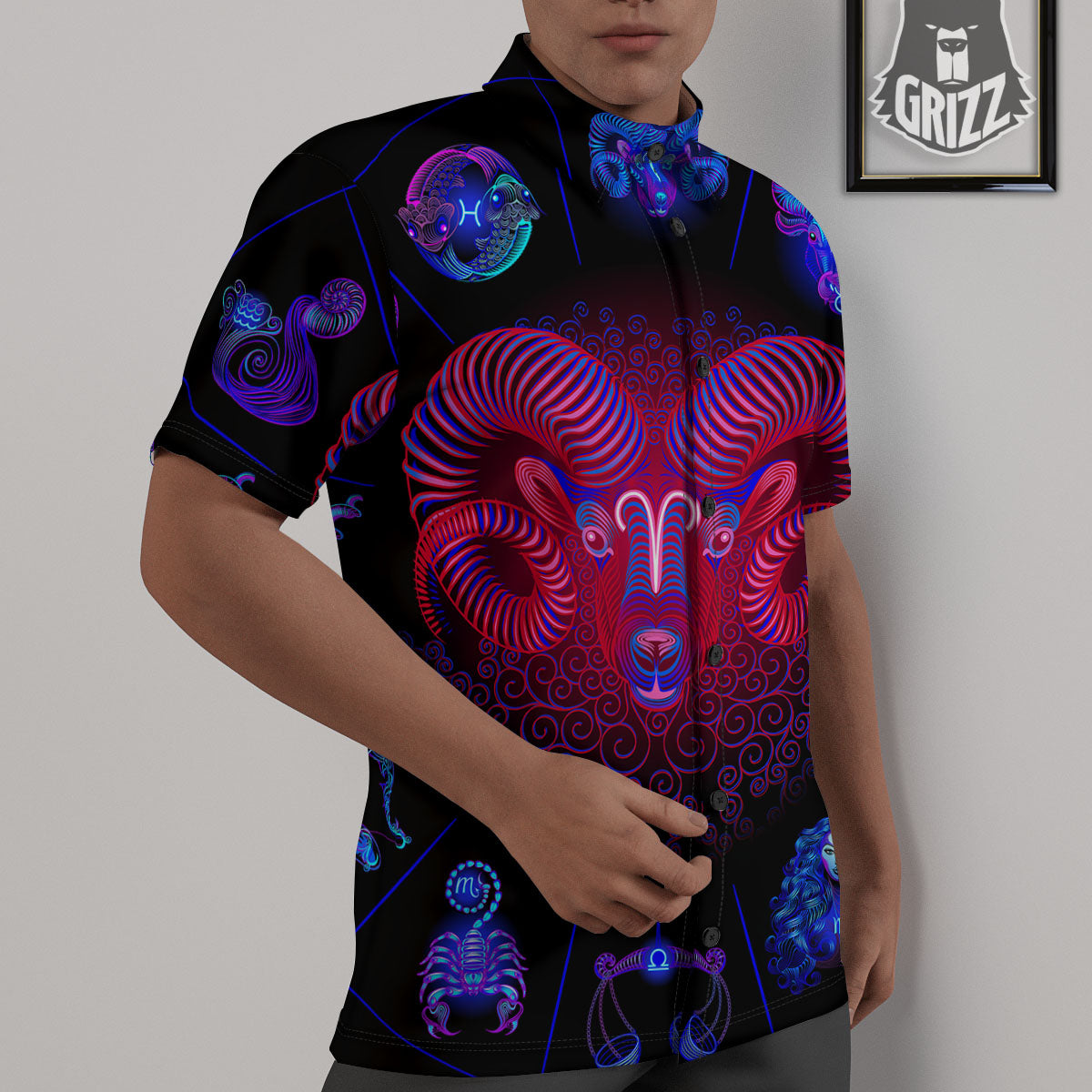Astrological And Aries Signs Print Untucked Shirts-grizzshop
