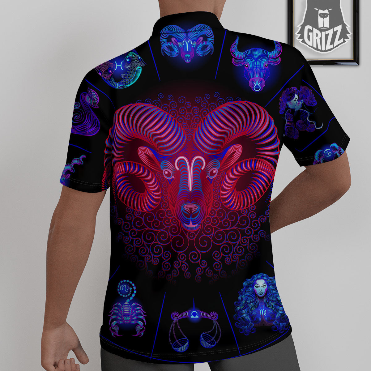 Astrological And Aries Signs Print Untucked Shirts-grizzshop