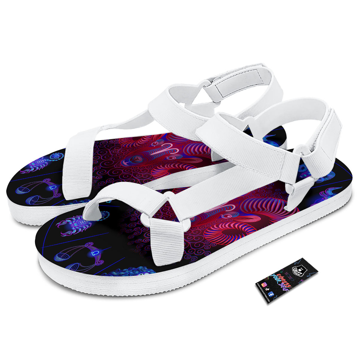 Astrological And Aries Signs Print White Open Toe Sandals-grizzshop