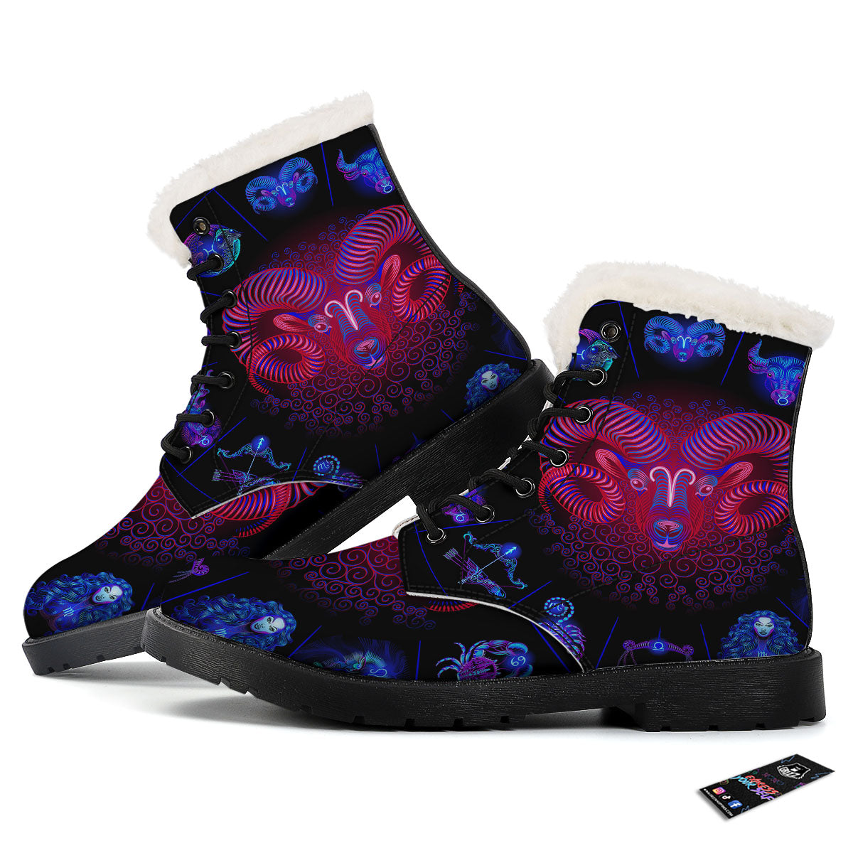 Astrological And Aries Signs Print Winter Boots-grizzshop