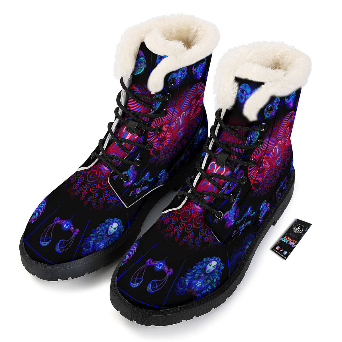 Astrological And Aries Signs Print Winter Boots-grizzshop