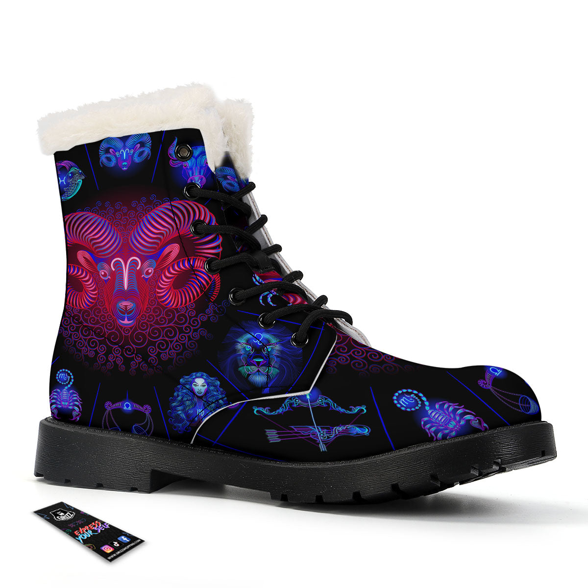 Astrological And Aries Signs Print Winter Boots-grizzshop