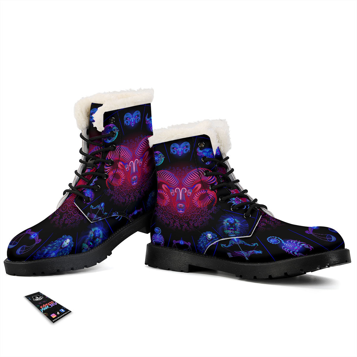 Astrological And Aries Signs Print Winter Boots-grizzshop