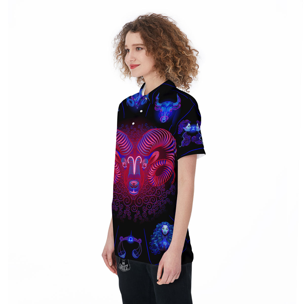 Astrological And Aries Signs Print Women's Golf Shirts-grizzshop