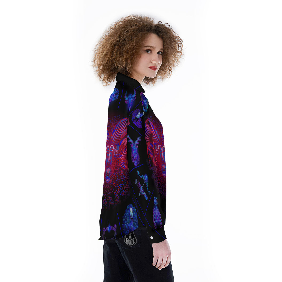 Astrological And Aries Signs Print Women's Long Sleeve Shirts-grizzshop