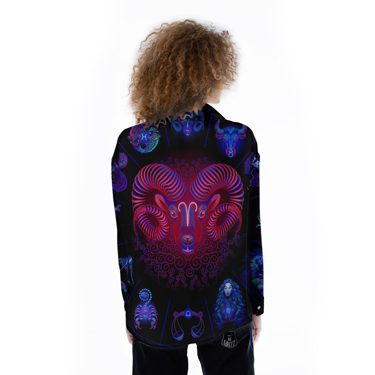 Astrological And Aries Signs Print Women's Long Sleeve Shirts-grizzshop