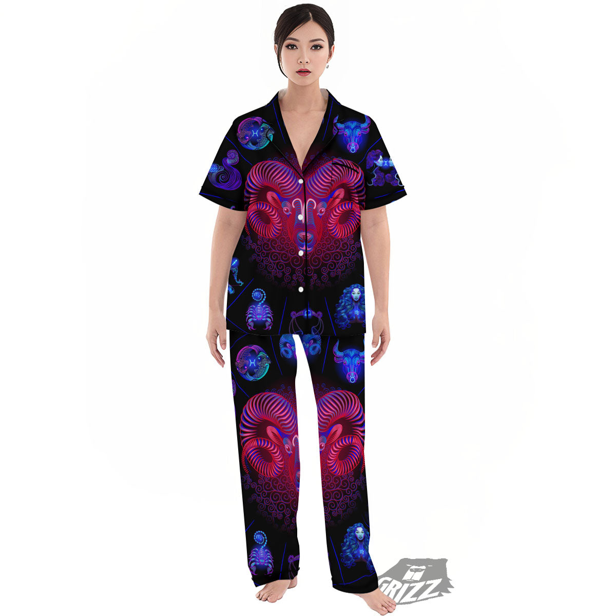 Astrological And Aries Signs Print Women's Pajamas Set-grizzshop