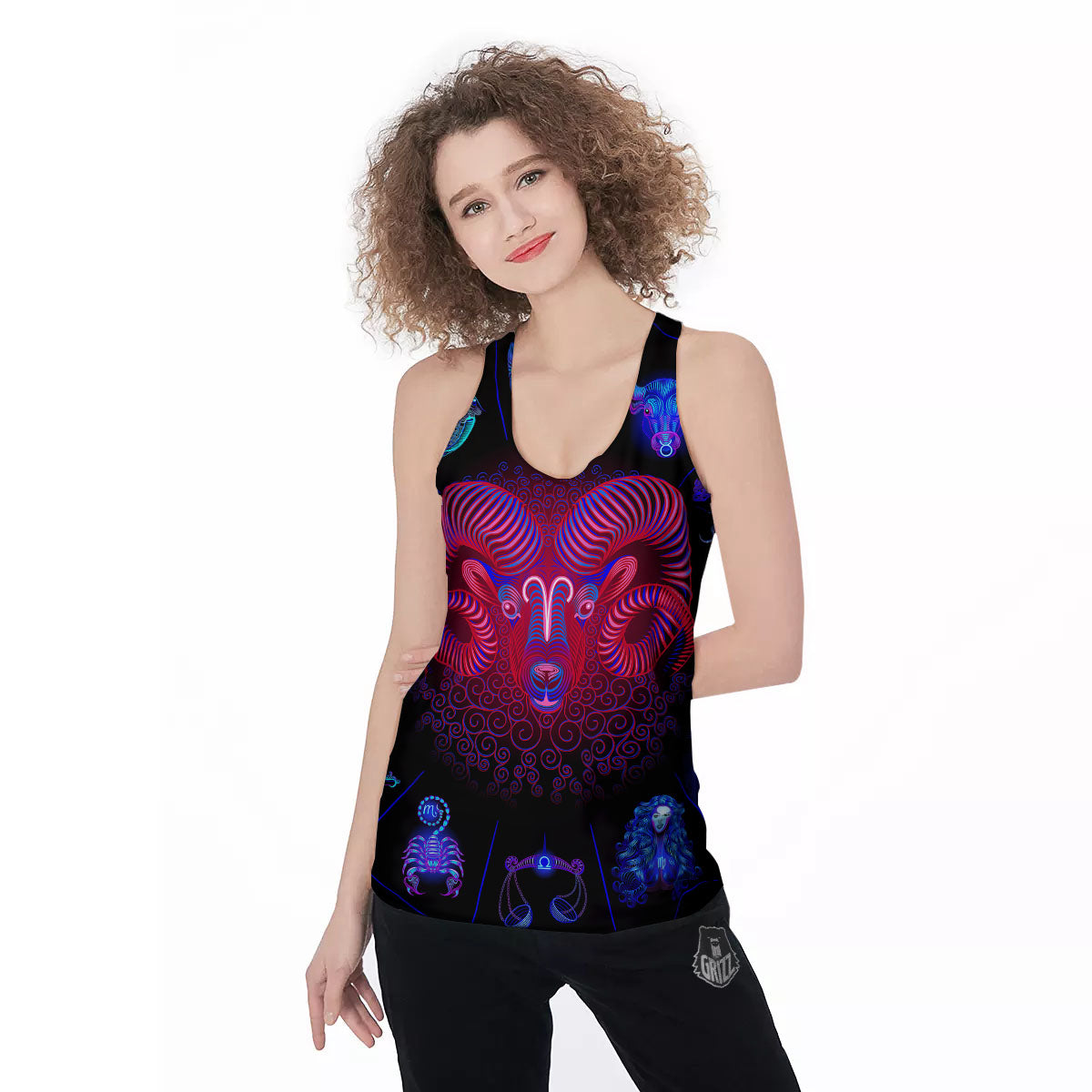 Astrological And Aries Signs Print Women's Racerback Tank Top-grizzshop