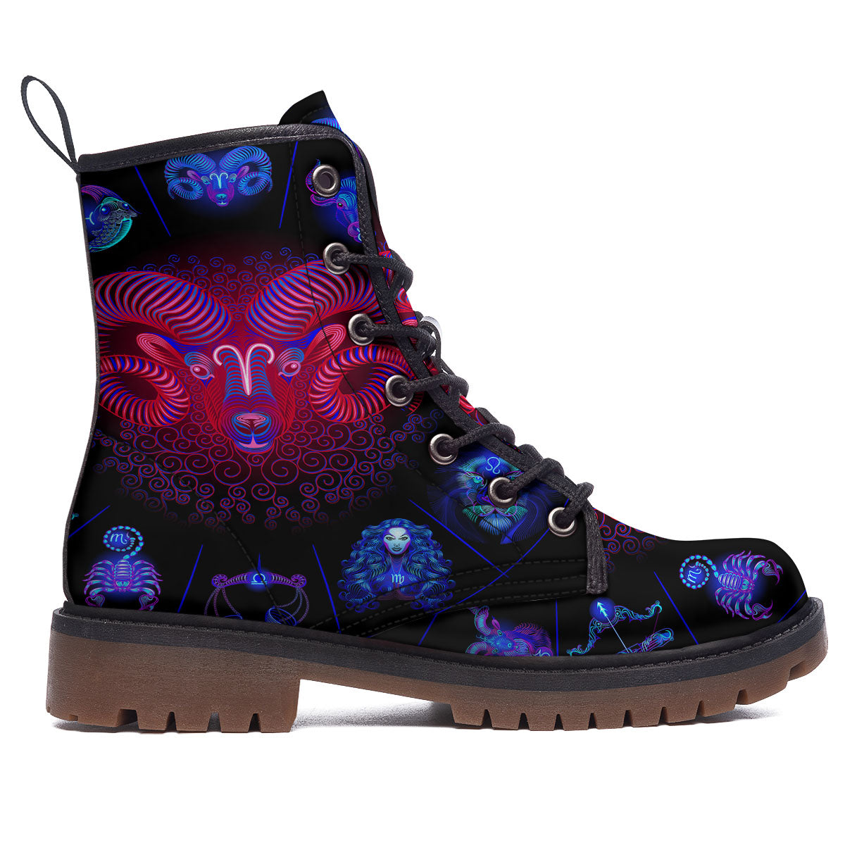 Astrological And Aries Signs Print Work Boots-grizzshop