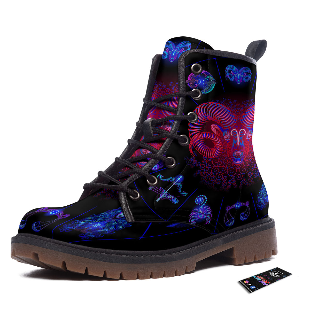 Astrological And Aries Signs Print Work Boots-grizzshop