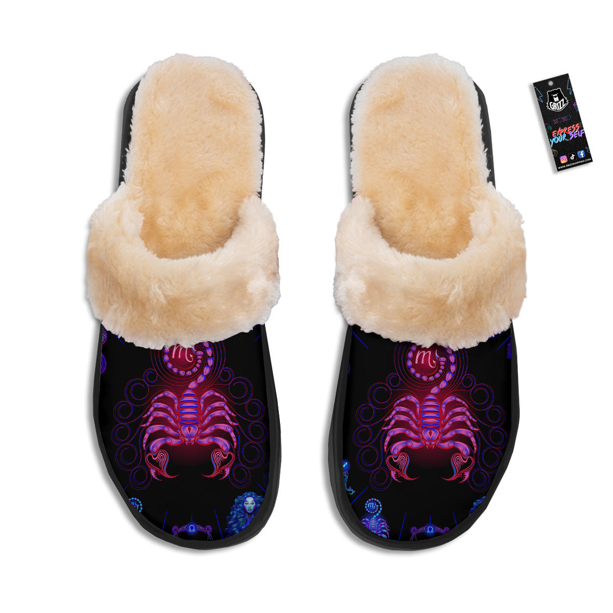 Astrological And Scorpio Signs Print Slippers-grizzshop