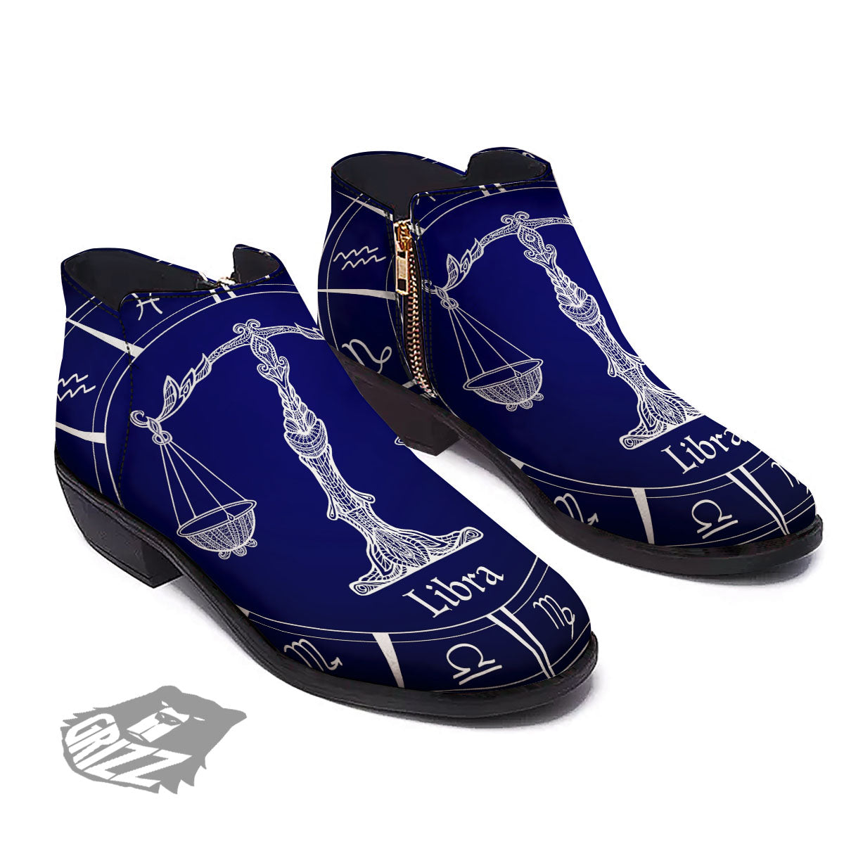 Astrological Libra Signs Libra Print Ankle Boots-grizzshop