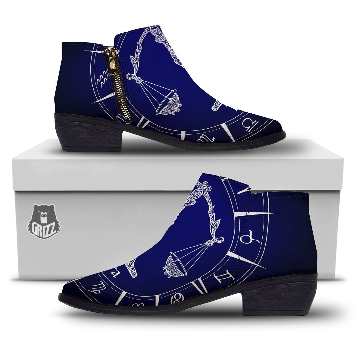 Astrological Libra Signs Libra Print Ankle Boots-grizzshop