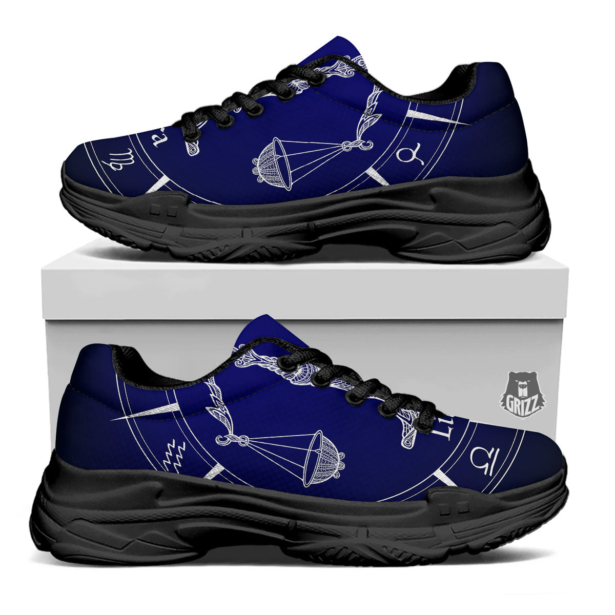 Astrological Libra Signs Libra Print Black Chunky Shoes-grizzshop