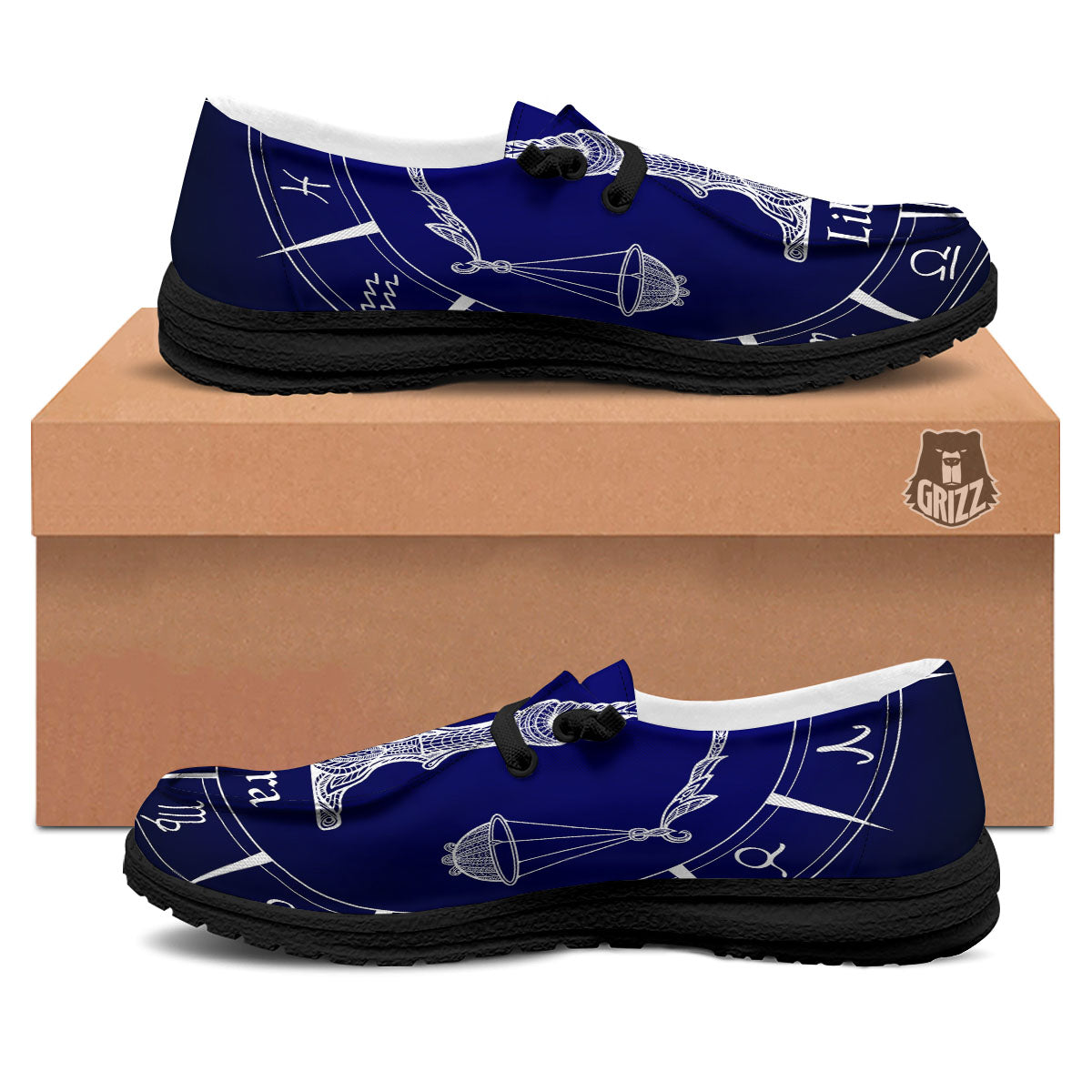 Astrological Libra Signs Libra Print Black Loafers-grizzshop