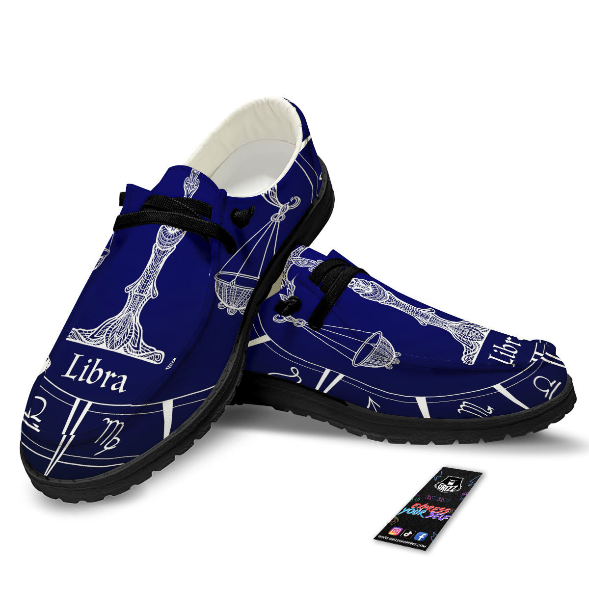 Astrological Libra Signs Libra Print Black Loafers-grizzshop