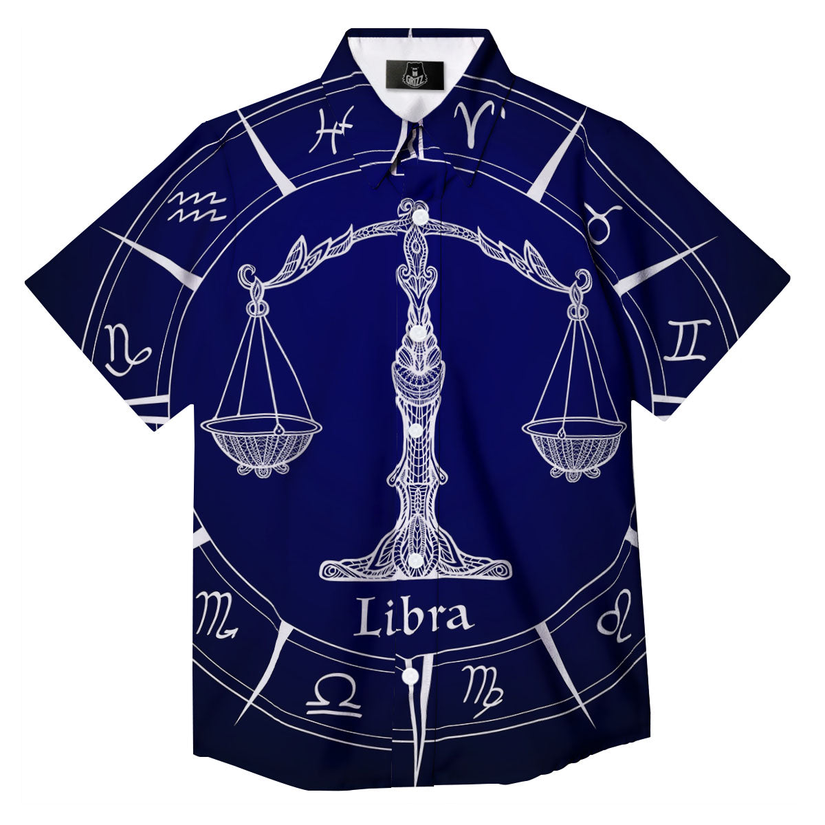 Astrological Libra Signs Libra Print Button Up Shirt-grizzshop