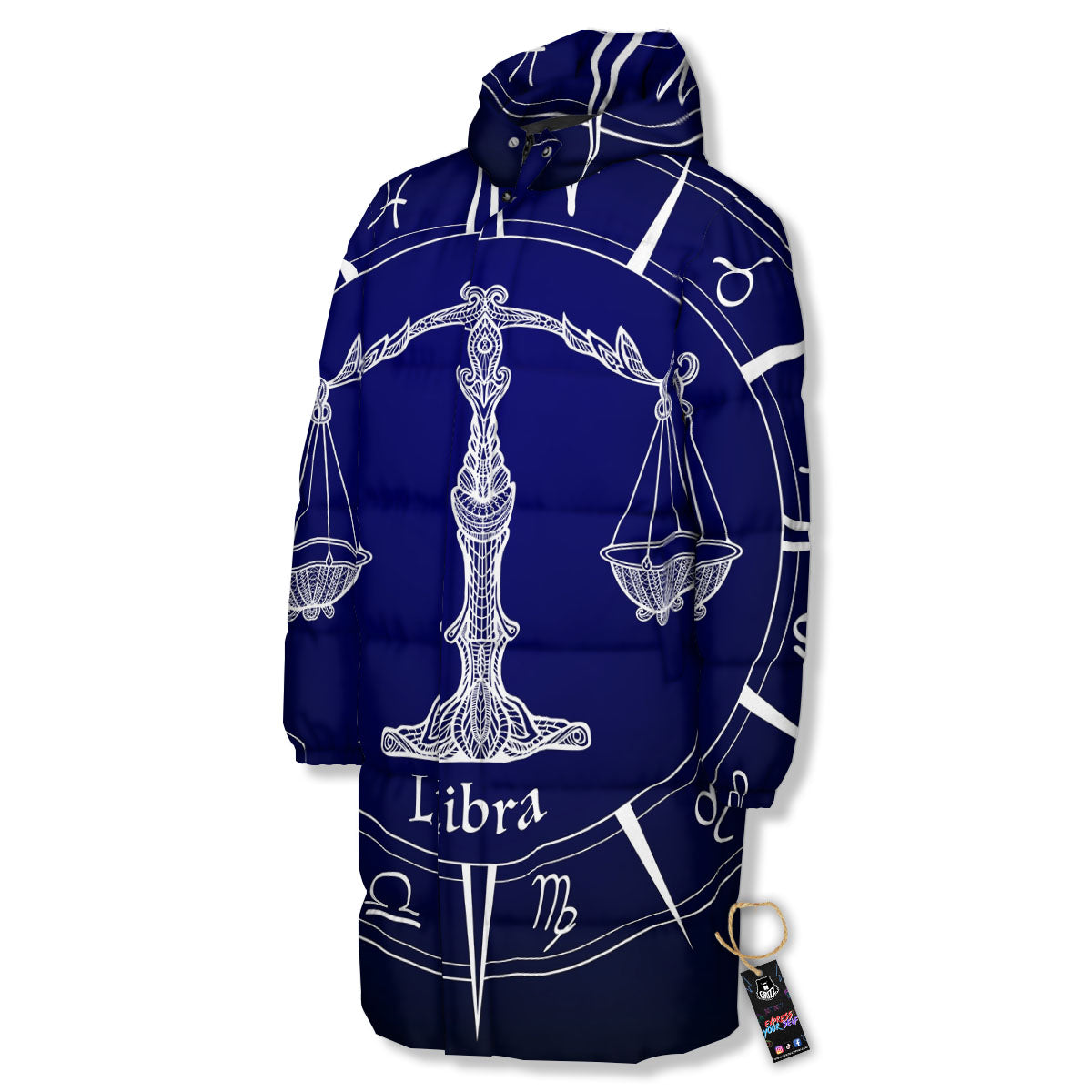 Astrological Libra Signs Libra Print Long Down Jacket-grizzshop