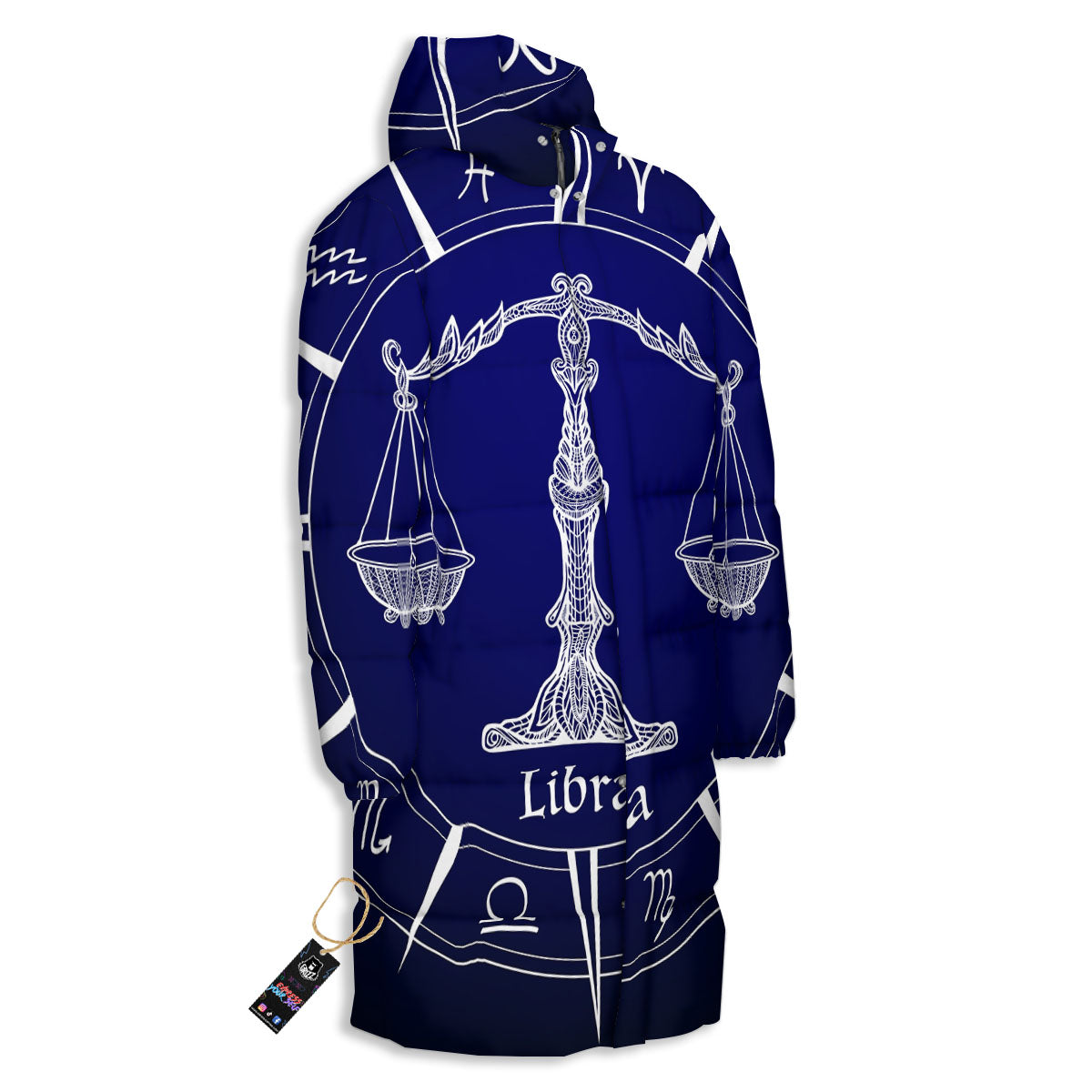 Astrological Libra Signs Libra Print Long Down Jacket-grizzshop