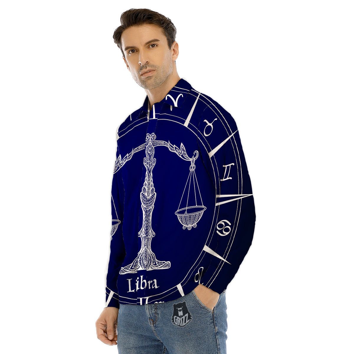 Astrological Libra Signs Libra Print Men's Dress Shirts-grizzshop