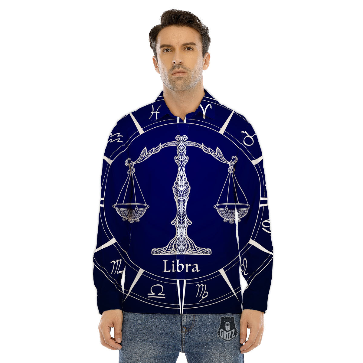 Astrological Libra Signs Libra Print Men's Dress Shirts-grizzshop