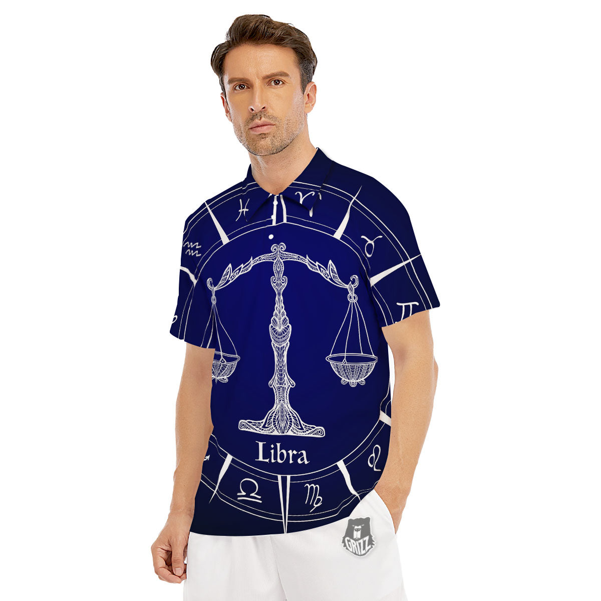 Astrological Libra Signs Libra Print Men's Golf Shirts-grizzshop