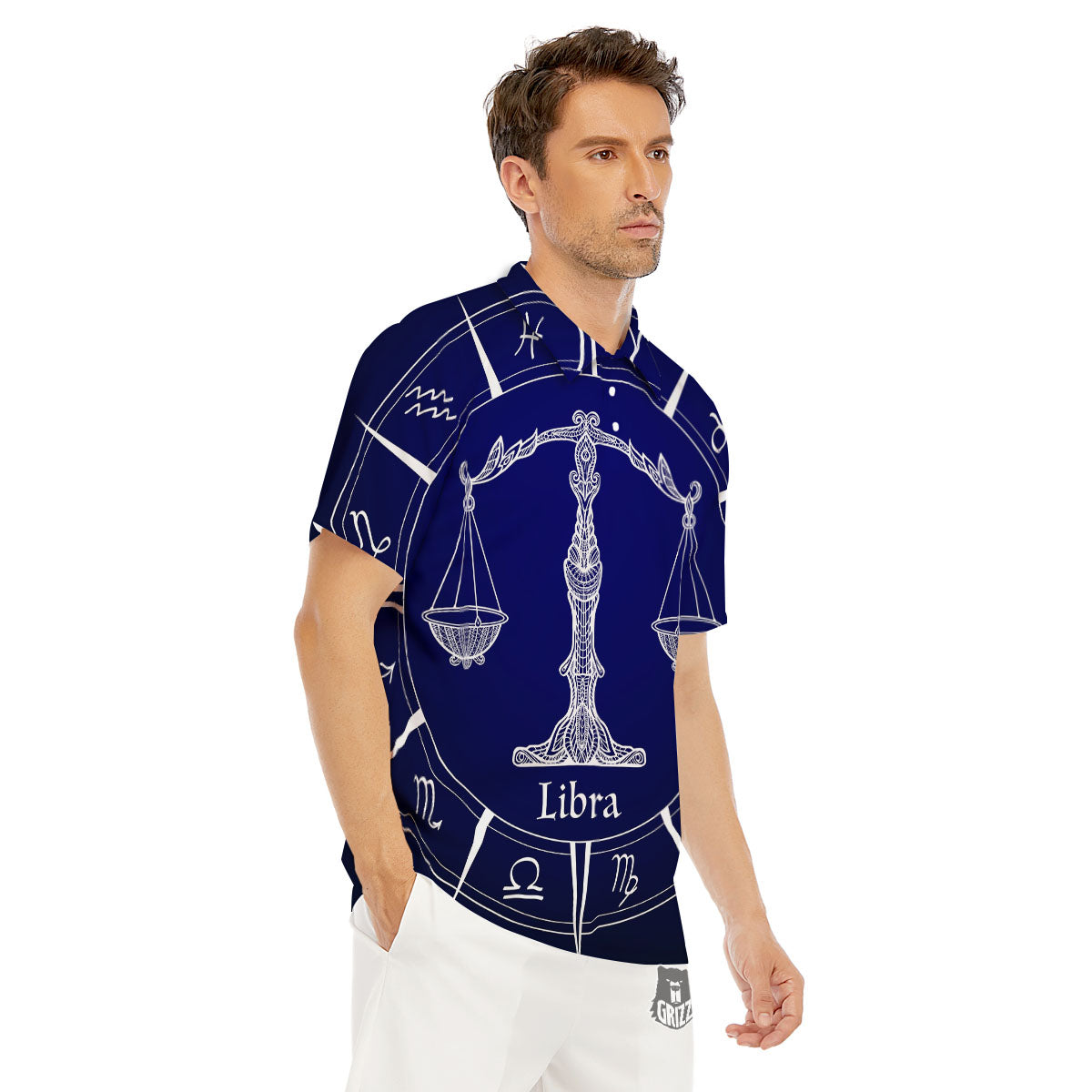 Astrological Libra Signs Libra Print Men's Golf Shirts-grizzshop