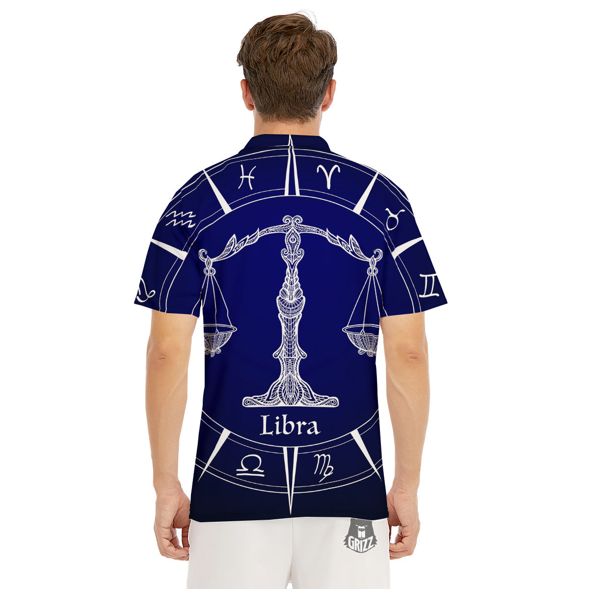 Astrological Libra Signs Libra Print Men's Golf Shirts-grizzshop