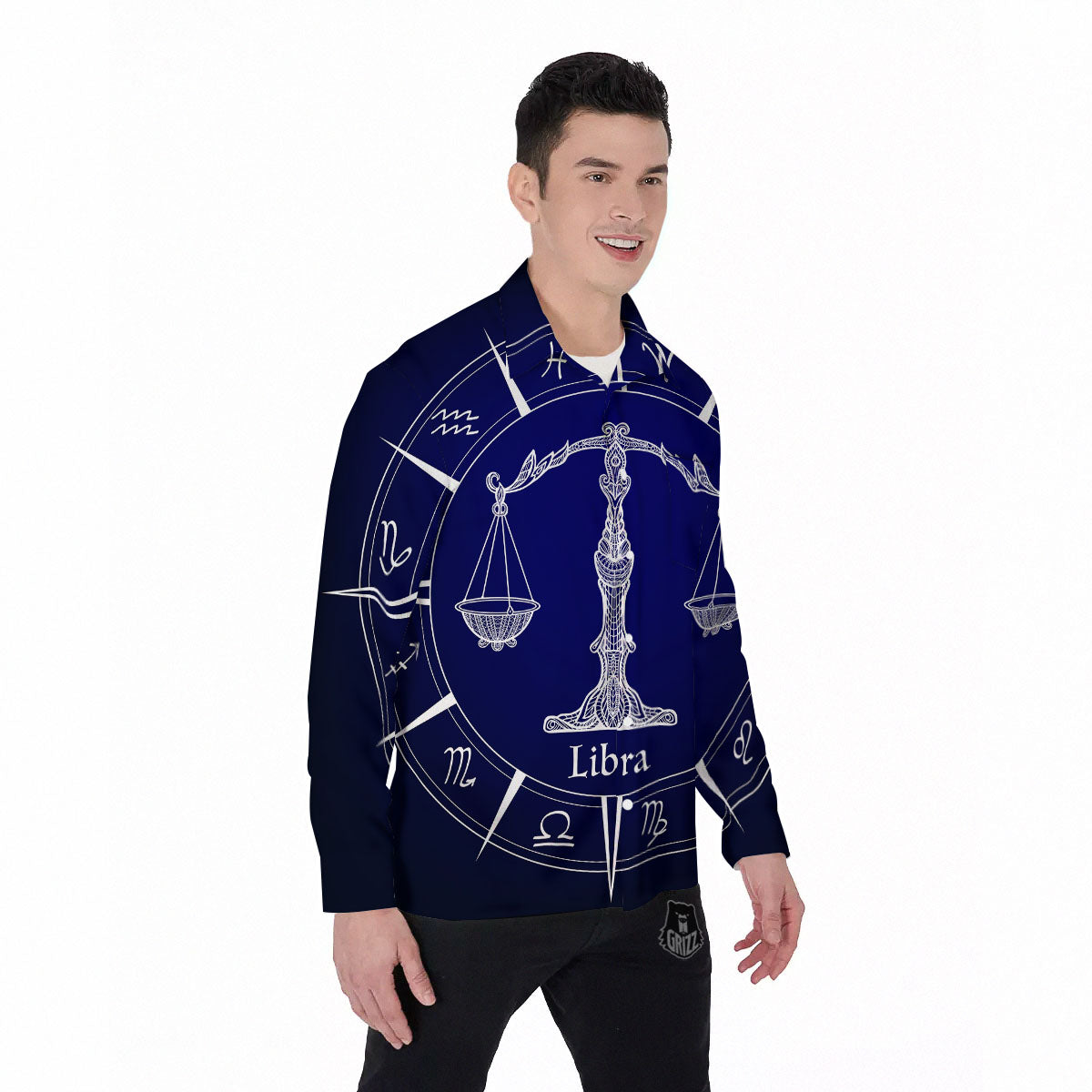 Astrological Libra Signs Libra Print Men's Long Sleeve Shirts-grizzshop
