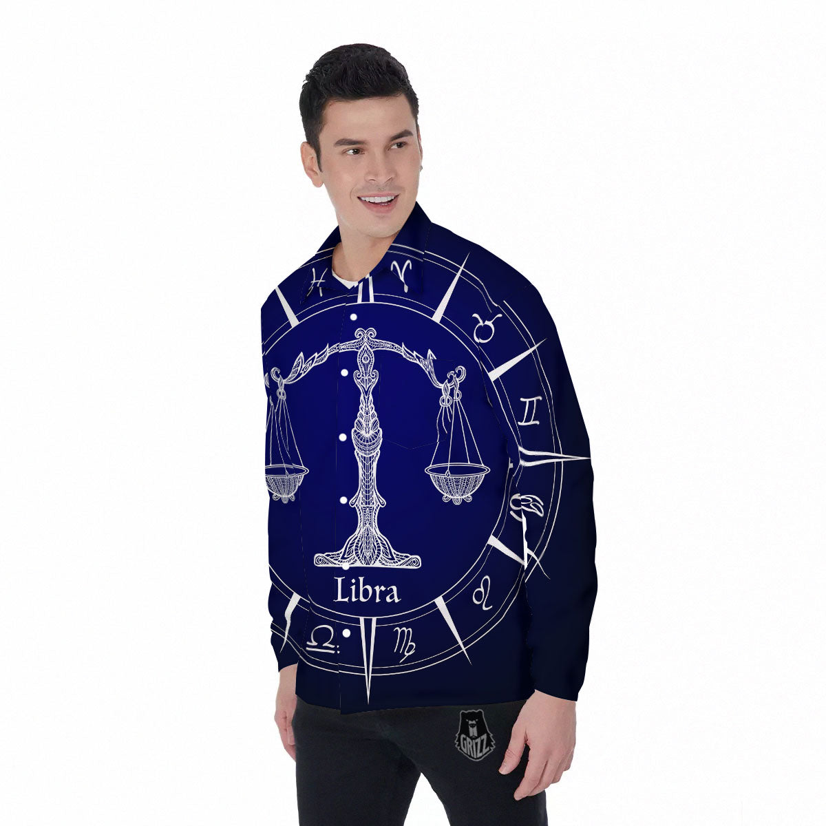 Astrological Libra Signs Libra Print Men's Long Sleeve Shirts-grizzshop