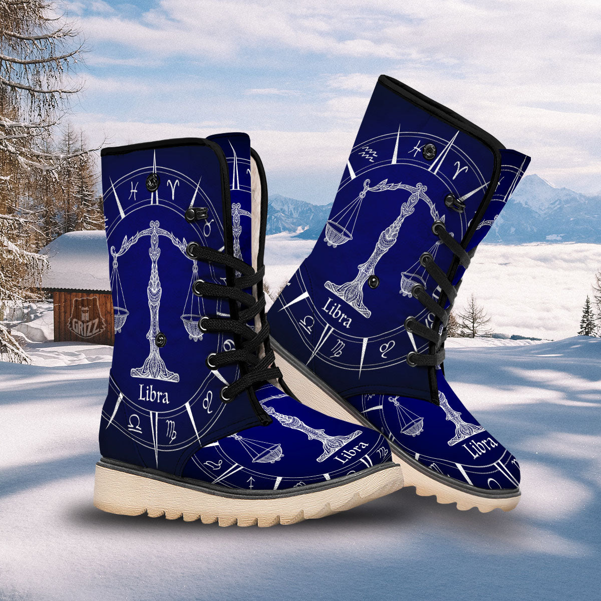 Astrological Libra Signs Libra Print Snow Boots-grizzshop