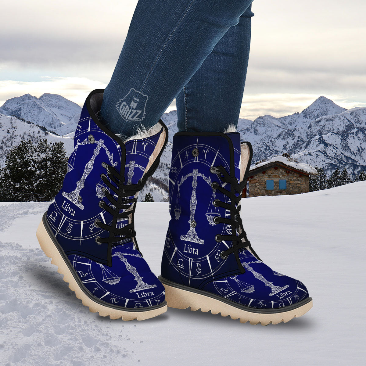 Astrological Libra Signs Libra Print Snow Boots-grizzshop