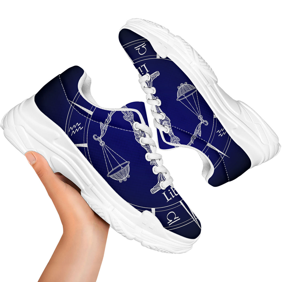 Astrological Libra Signs Libra Print White Chunky Shoes-grizzshop