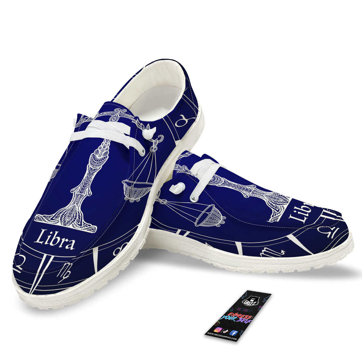 Astrological Libra Signs Libra Print White Loafers-grizzshop