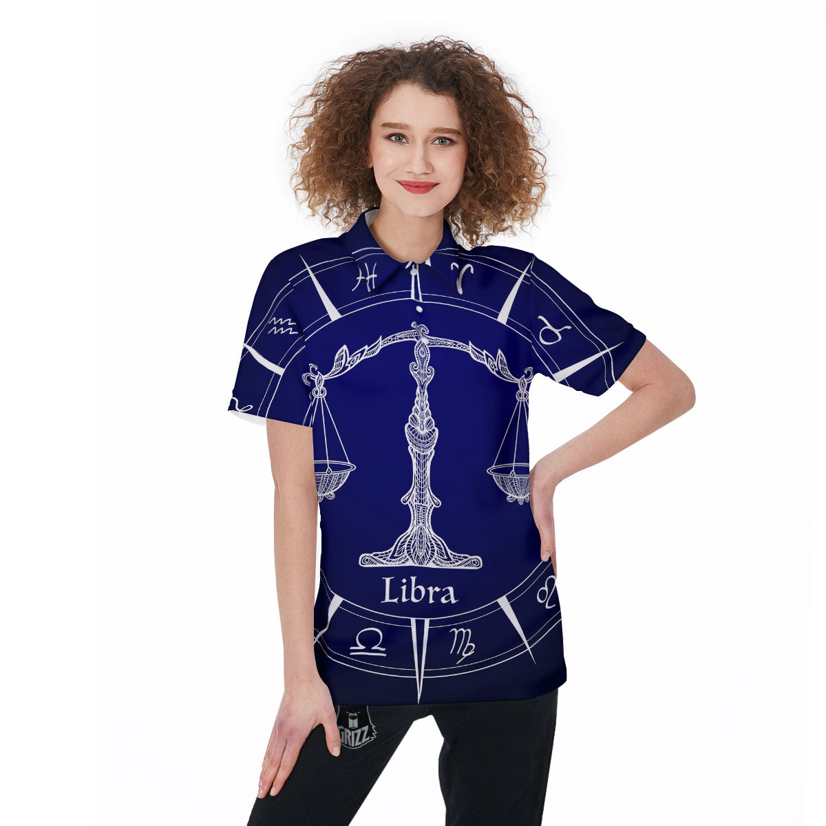 Astrological Libra Signs Libra Print Women's Golf Shirts-grizzshop