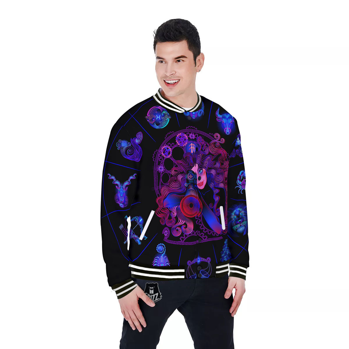 Astrological Signs And Sagittarius Print Baseball Jacket-grizzshop