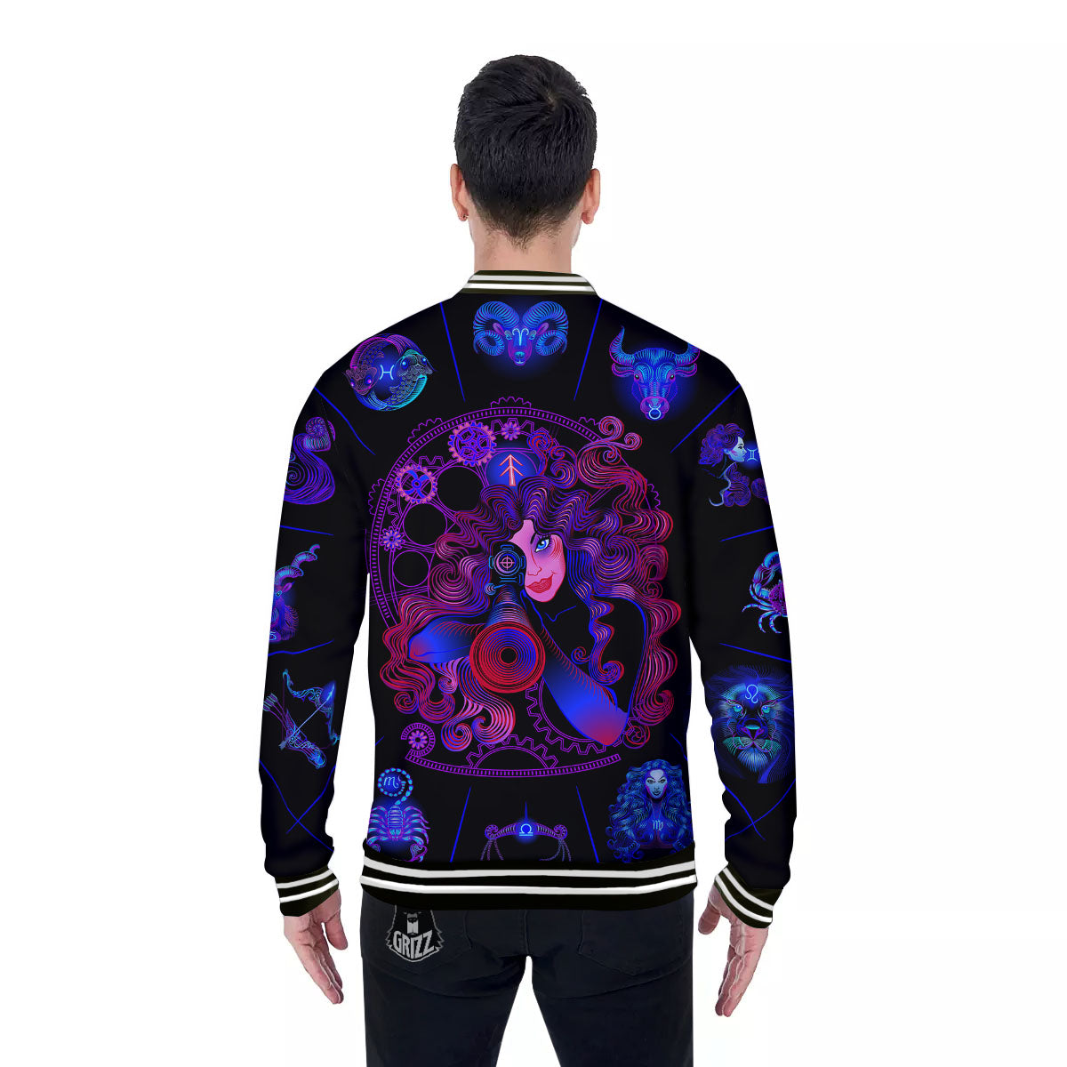 Astrological Signs And Sagittarius Print Baseball Jacket-grizzshop